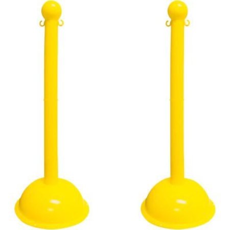 GEC Mr. Chain 3in Heavy Duty Stowable Stanchion, 41inH, Yellow, Pack of 2 93602-2